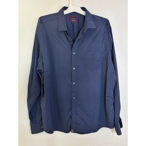 UNTUCKit Mens XXL Navy Blue Performance Long Sleeve Button Down Shirt Stretch